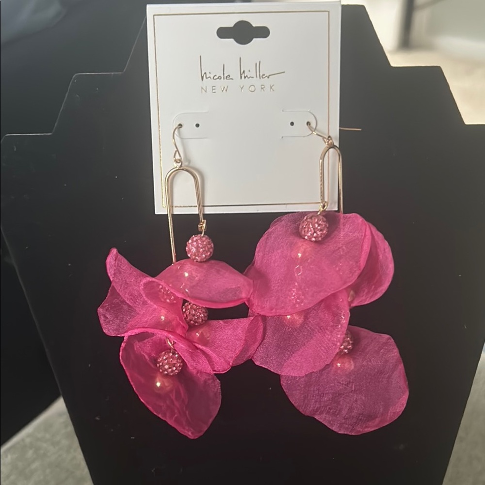 Nicole Miller Pink Floral Earrings Lightweight Jewelry